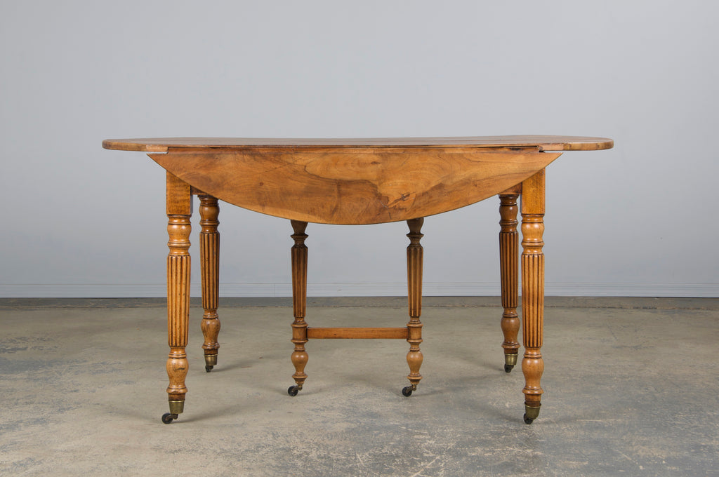 19th Century French Louis Philippe Style Walnut Extendable Drop Leaf Table