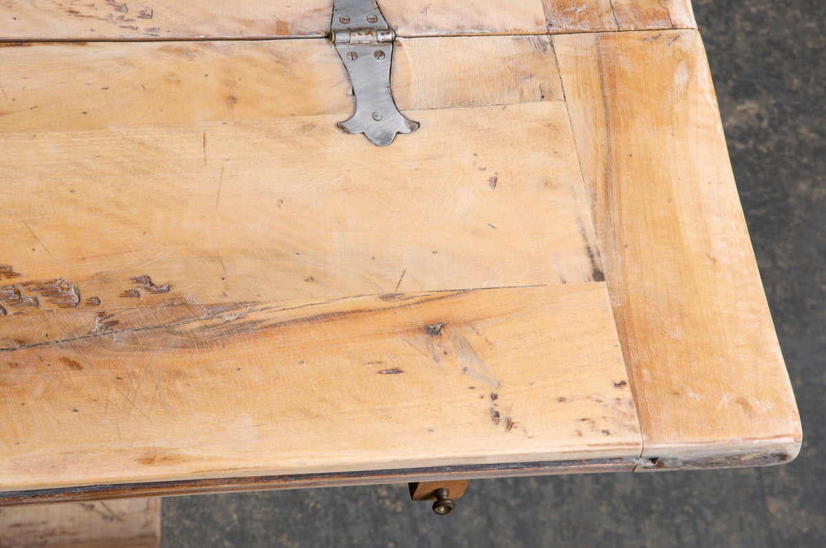 Antique Country French Bleached Walnut Folding Farmhouse Dining Table