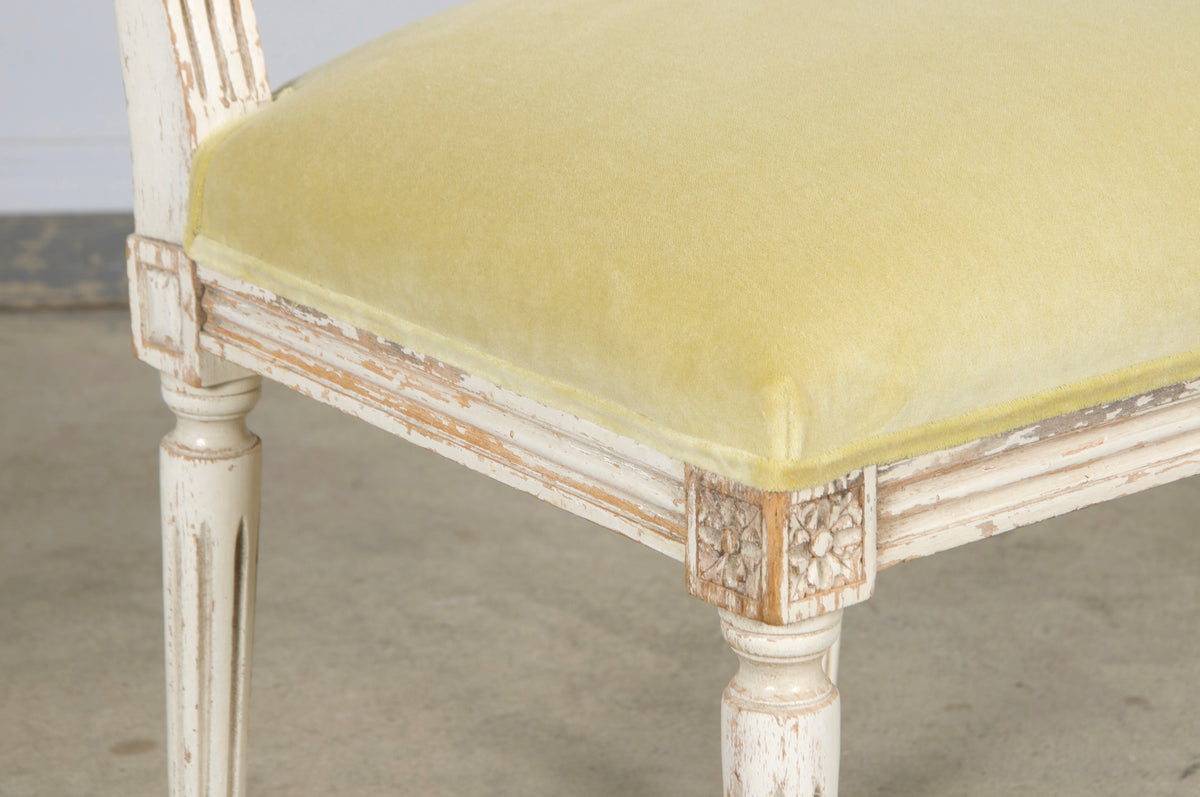 Antique French Louis XVI Painted Accent Chairs in Light Yellow - A Pair