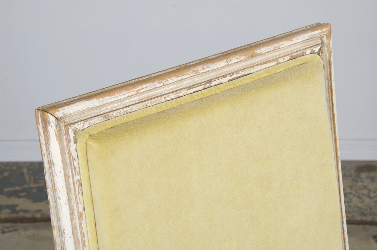Antique French Louis XVI Painted Accent Chairs in Light Yellow - A Pair