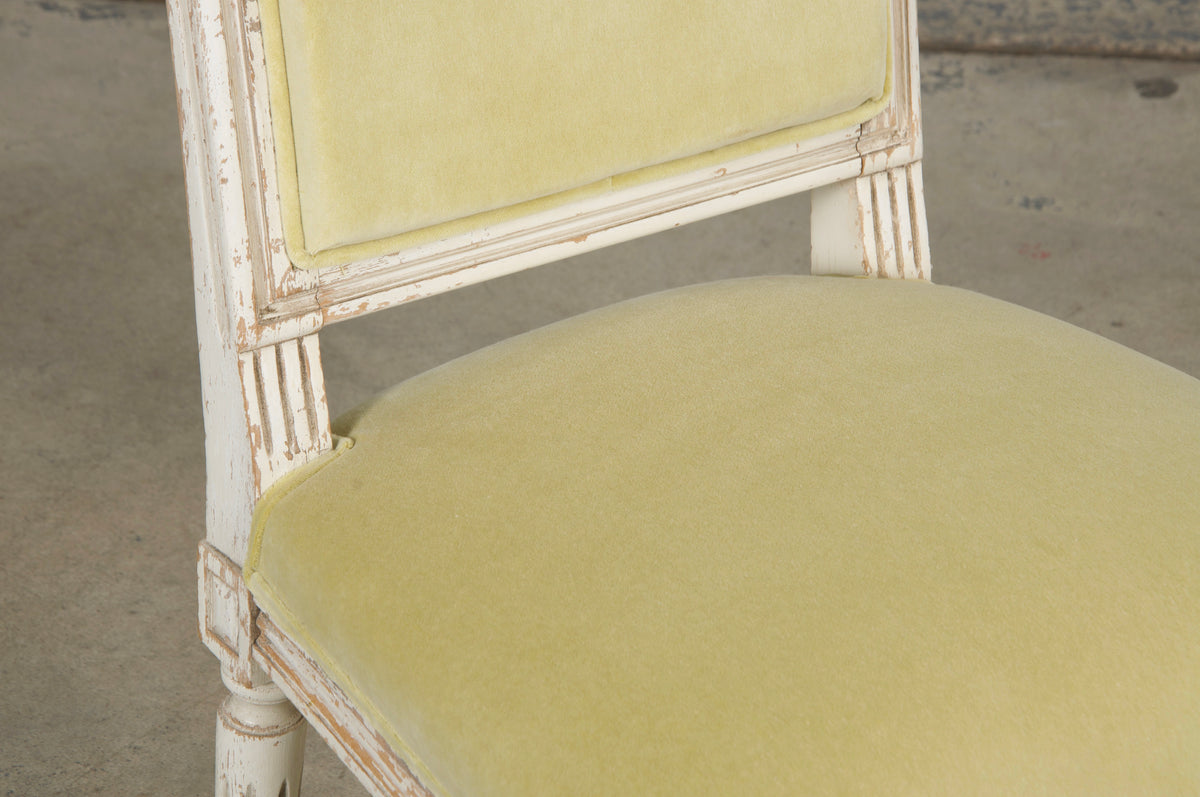 Antique French Louis XVI Painted Accent Chairs in Light Yellow - A Pair