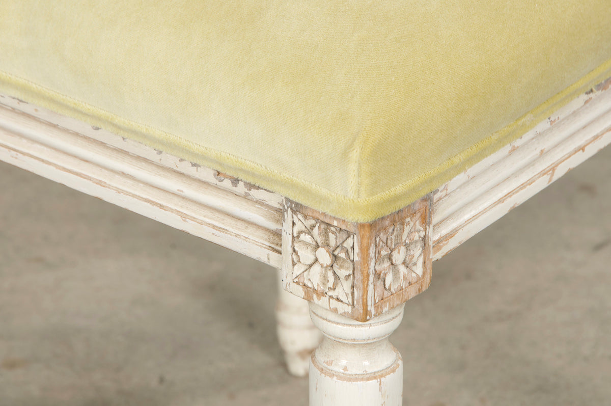 Antique French Louis XVI Painted Accent Chairs in Light Yellow - A Pair