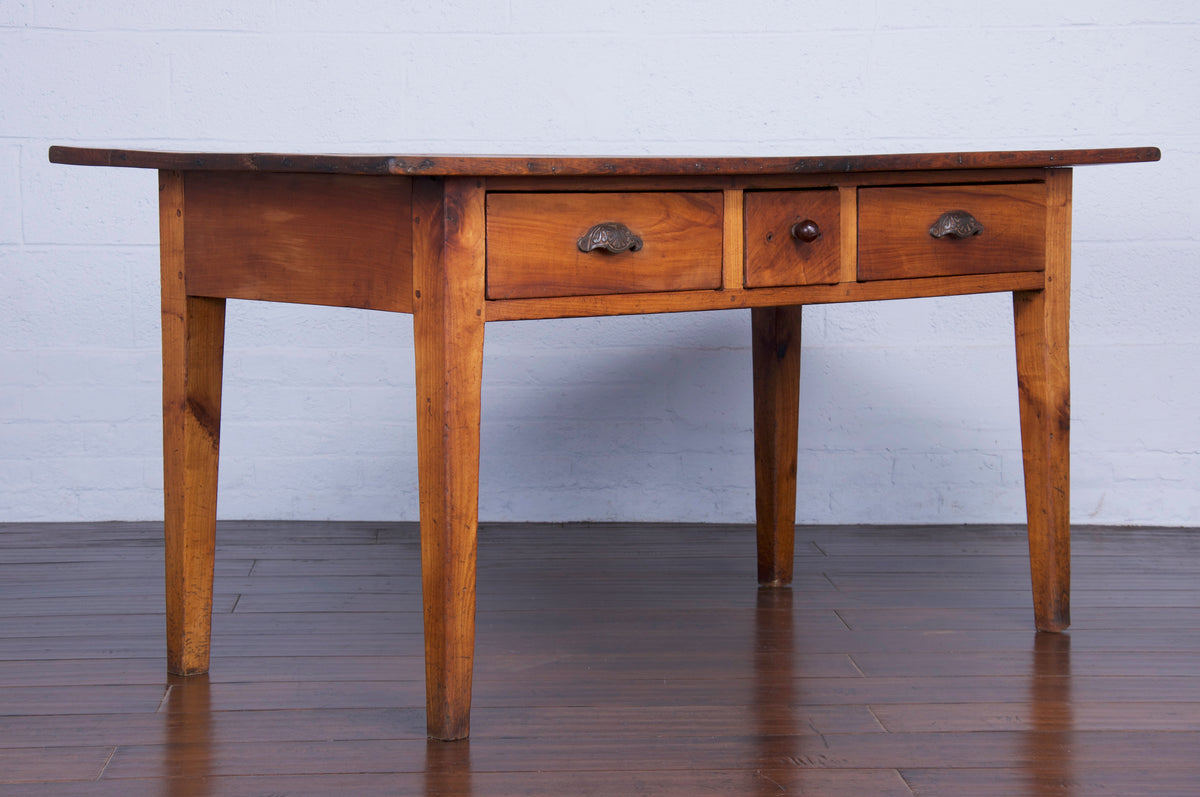 Antique Country French Provincial Walnut Farmhouse Table
