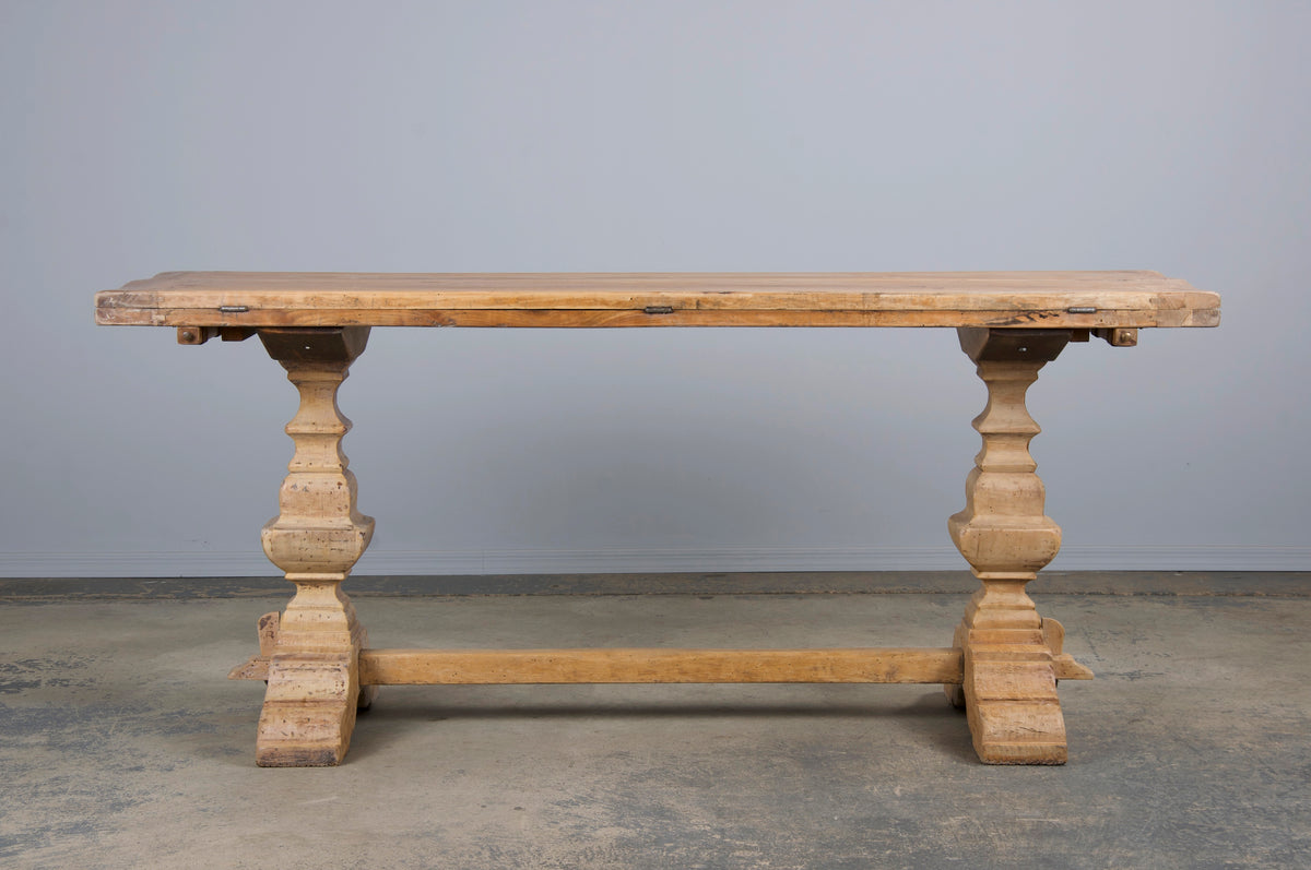 Antique Country French Bleached Walnut Folding Farmhouse Dining Table