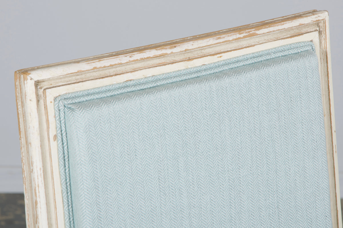Antique French Louis XVI Painted Accent Chairs in Light Blue - A Pair