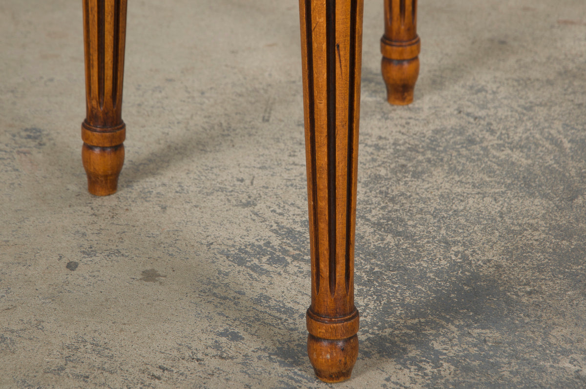 French Louis XVI Style Maple Dining Chairs in White Chenille - Set of 6