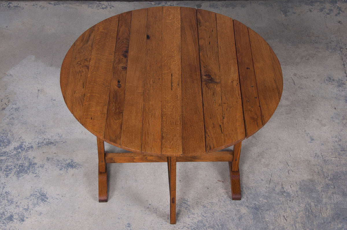Antique Country French Farmhouse Oval Oak Vendange Wine Tasting Table