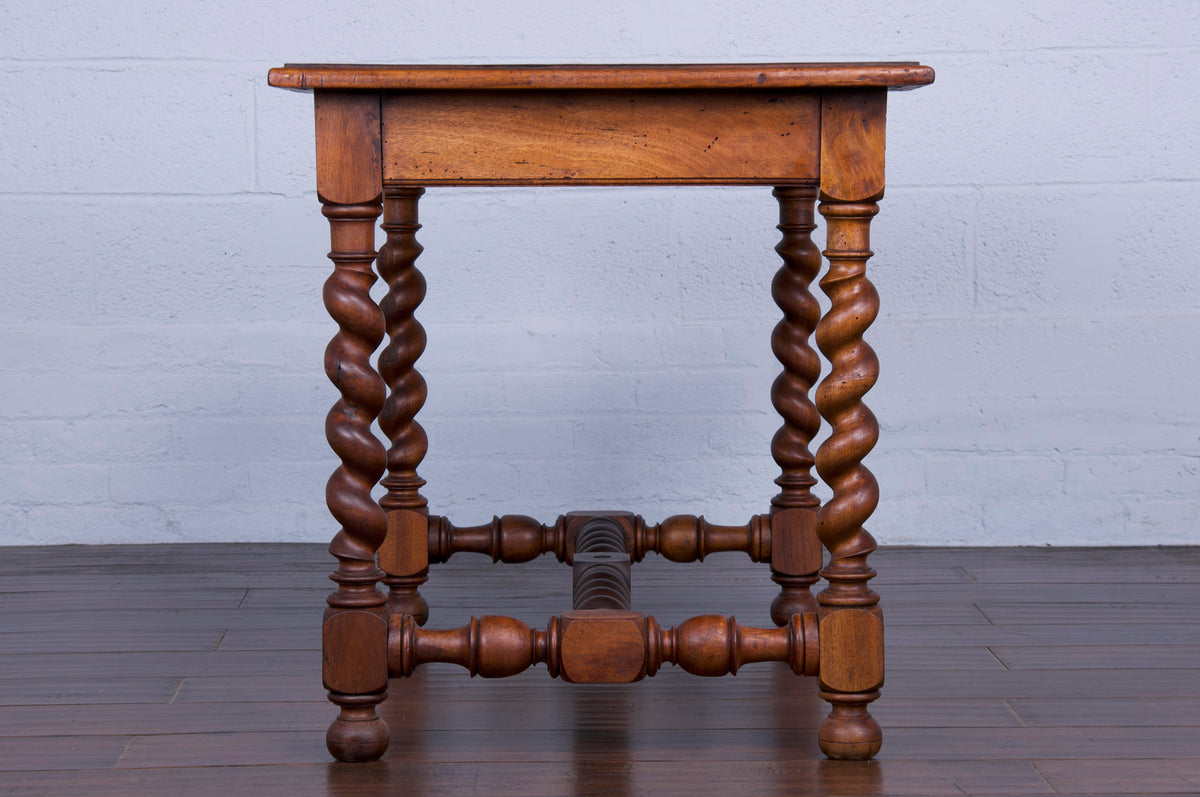 Antique French Louis XIII Barley Twist Walnut Desk