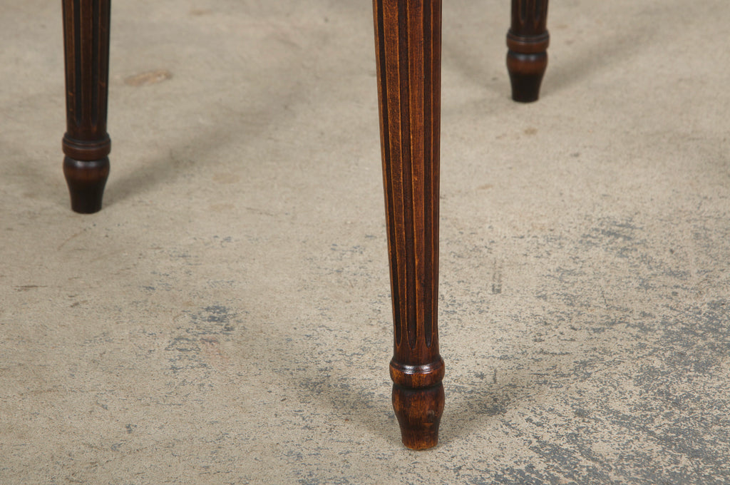 Antique French Louis XVI Style Maple Square Back Side Chairs in Golden Yellow Velvet - A Pair