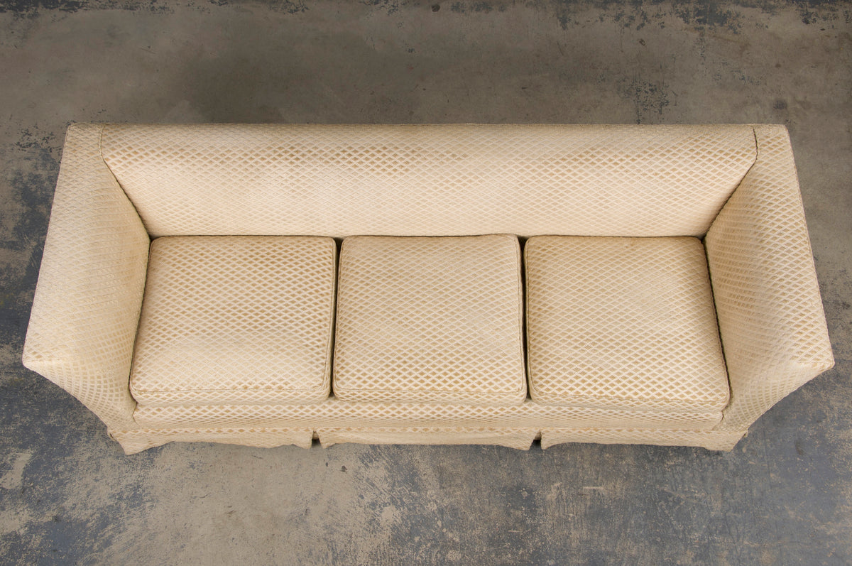 French Country Style 3-Seater Sofa W/ Beige Velvet