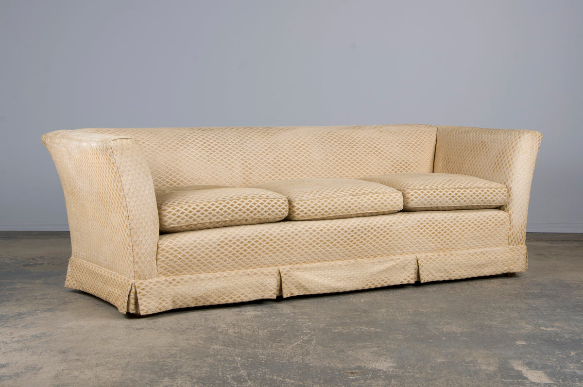 French Country Style 3-Seater Sofa W/ Beige Velvet