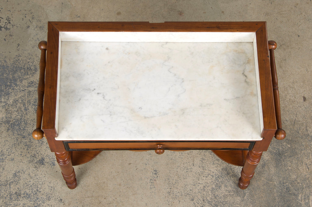Antique French Louis Philippe Provincial Maple Wash Table or Vanity W/ White Marble Top