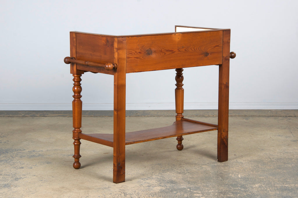 Antique French Louis Philippe Provincial Maple Wash Table or Vanity W/ White Marble Top