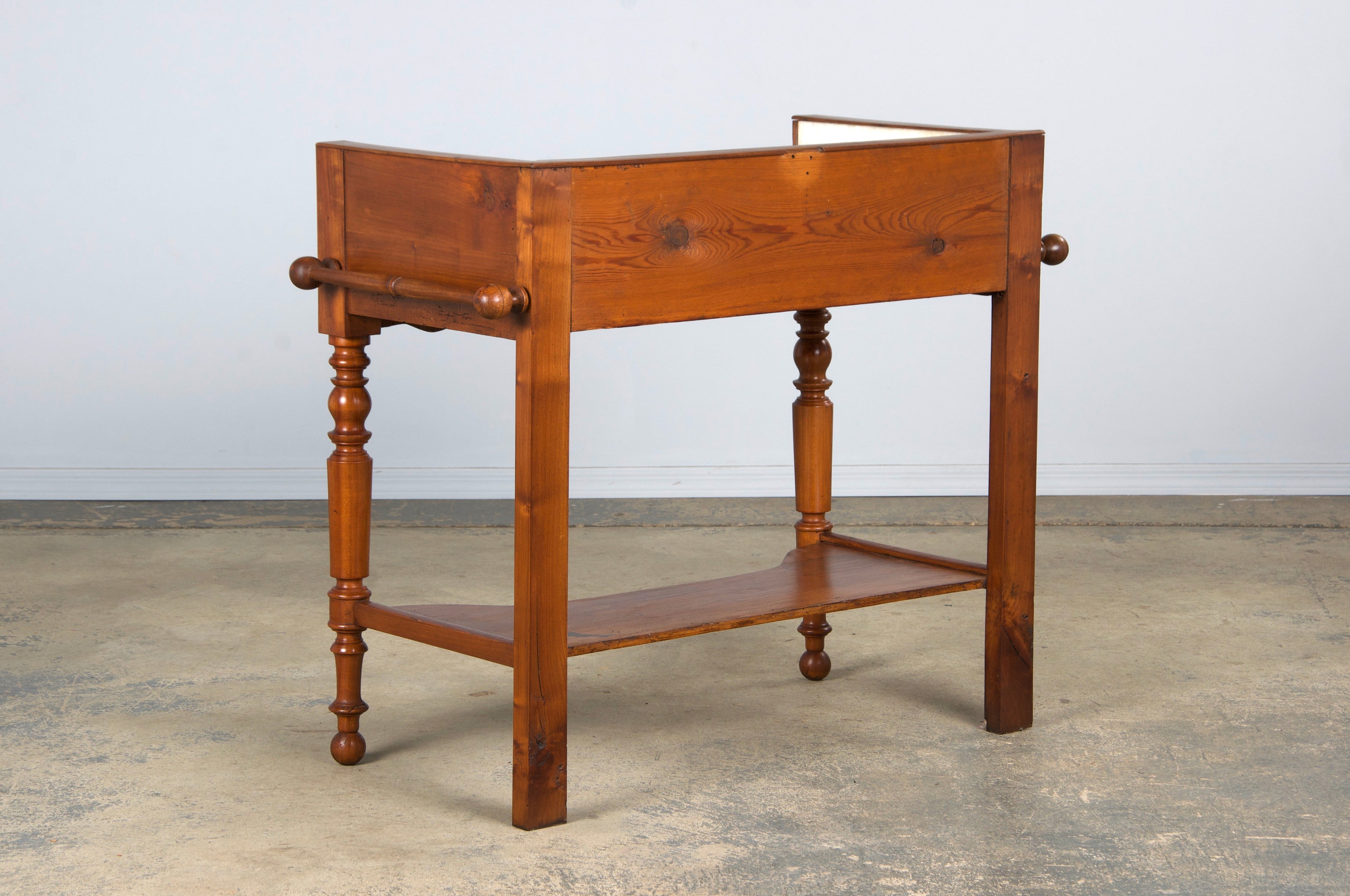 Antique French Louis Philippe Provincial Maple Wash Table or Vanity W/ White Marble Top