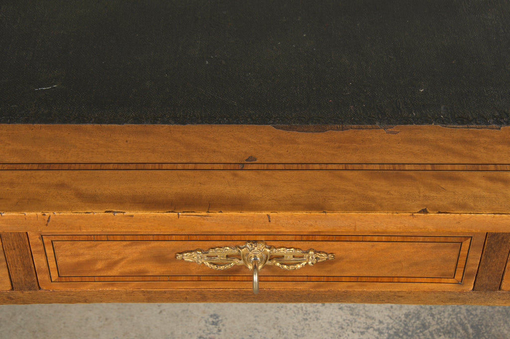 19th Century French Louis XVI Style Satinwood Writing Desk W/ Green Vinyl