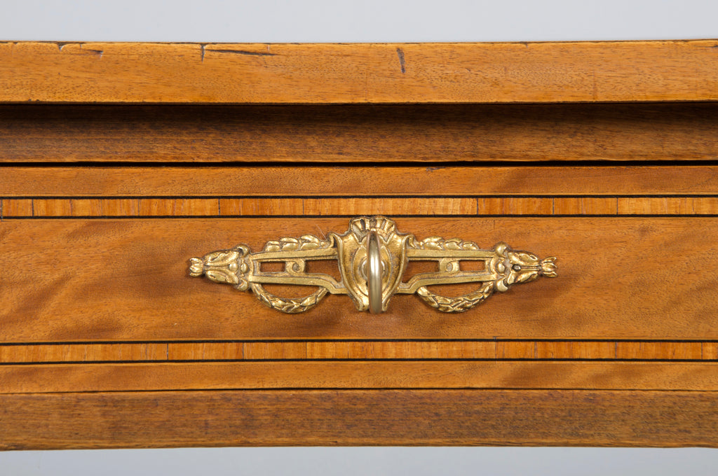 19th Century French Louis XVI Style Satinwood Writing Desk W/ Green Vinyl
