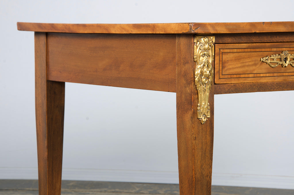 19th Century French Louis XVI Style Satinwood Writing Desk W/ Green Vinyl