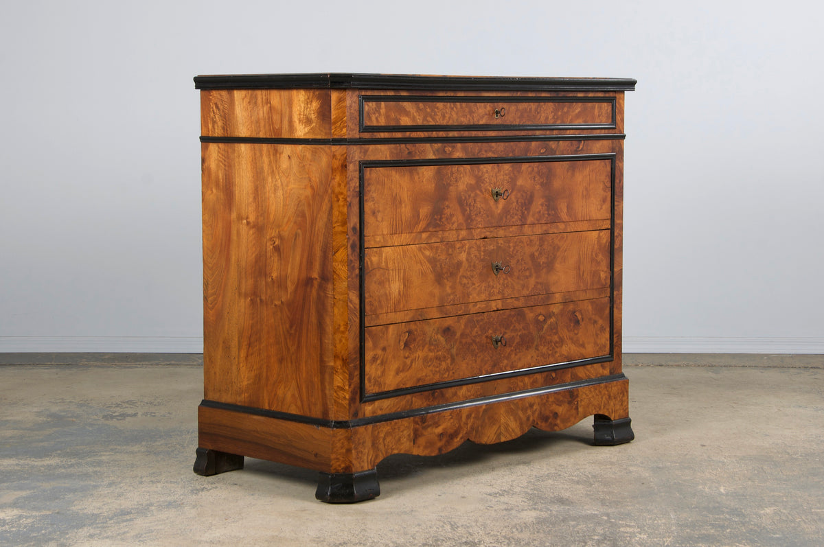19th Century French Louis Philippe Birds Eye Maple Chest Of Drawers