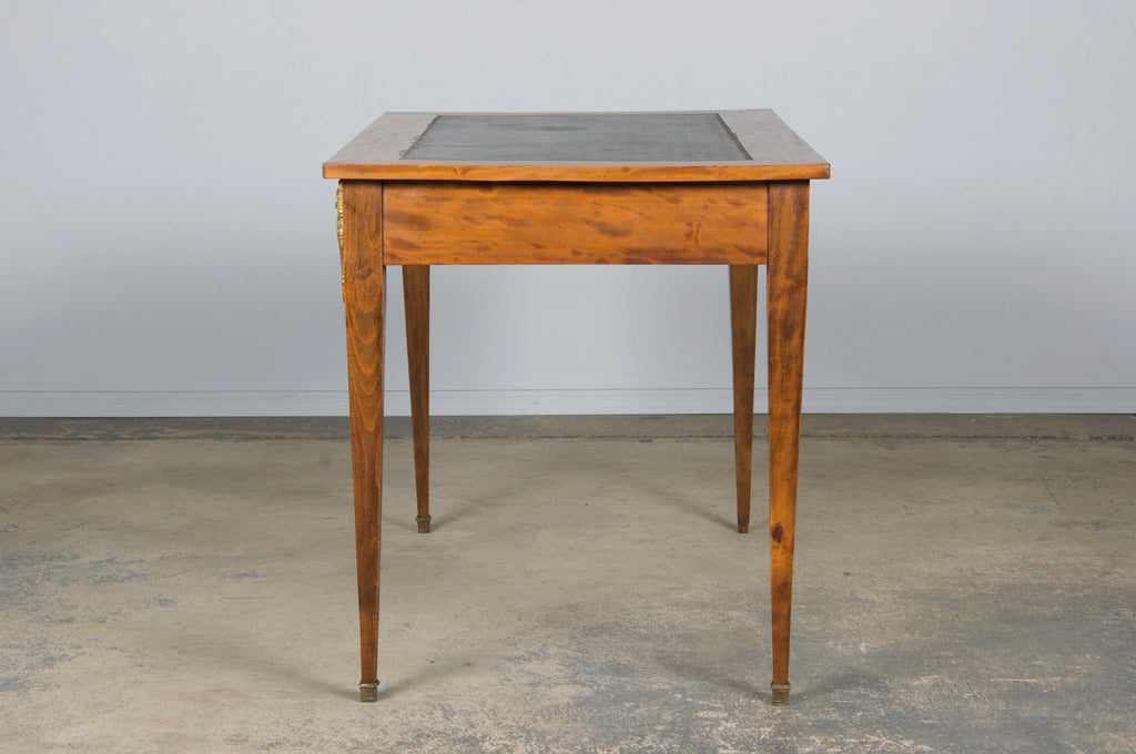 19th Century French Louis XVI Style Satinwood Writing Desk W/ Green Vinyl