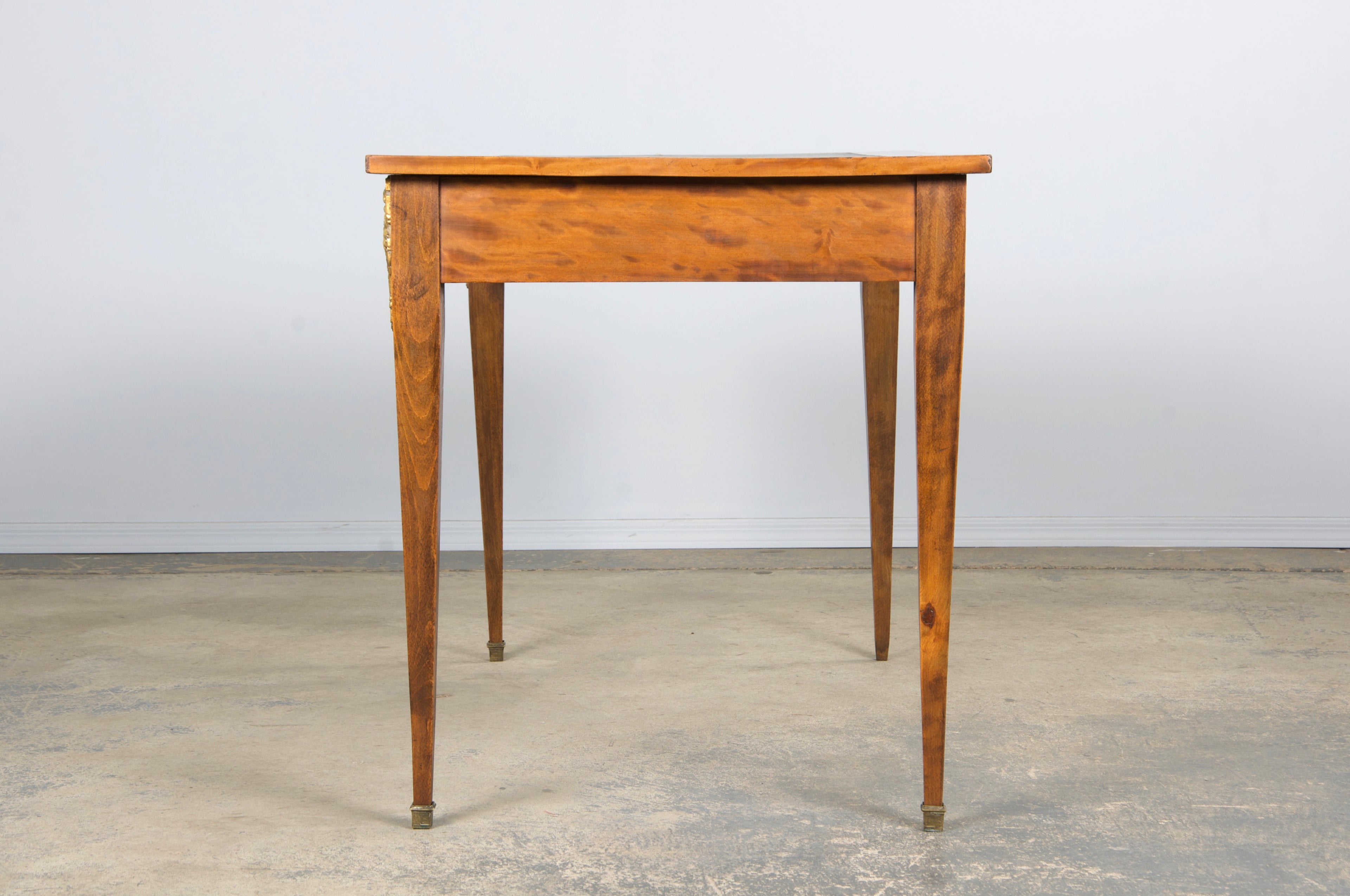 19th Century French Louis XVI Style Satinwood Writing Desk W/ Green Vinyl