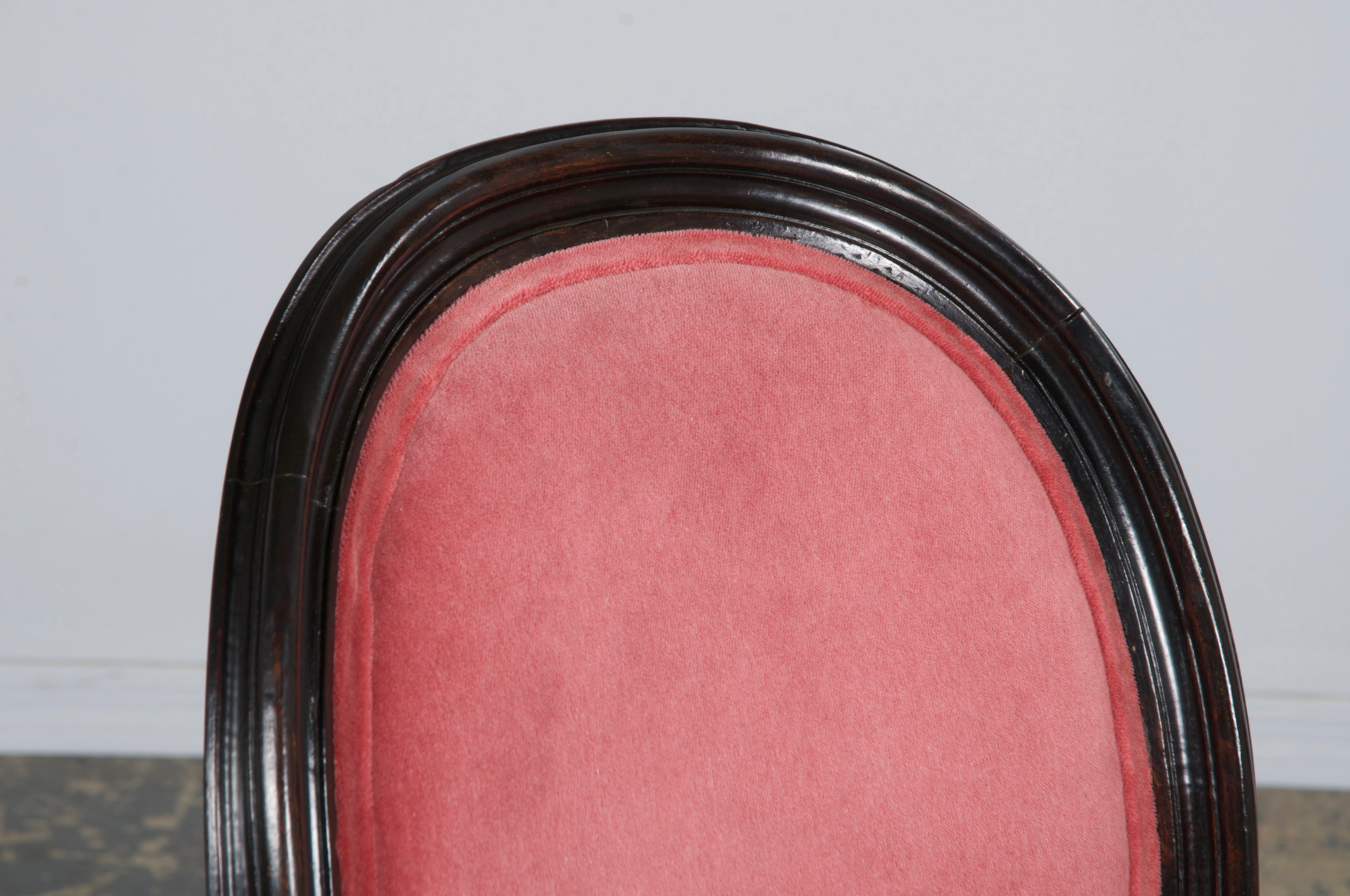 Antique French Louis XVI Style Maple Side Chairs in Pink Velvet - A Pair