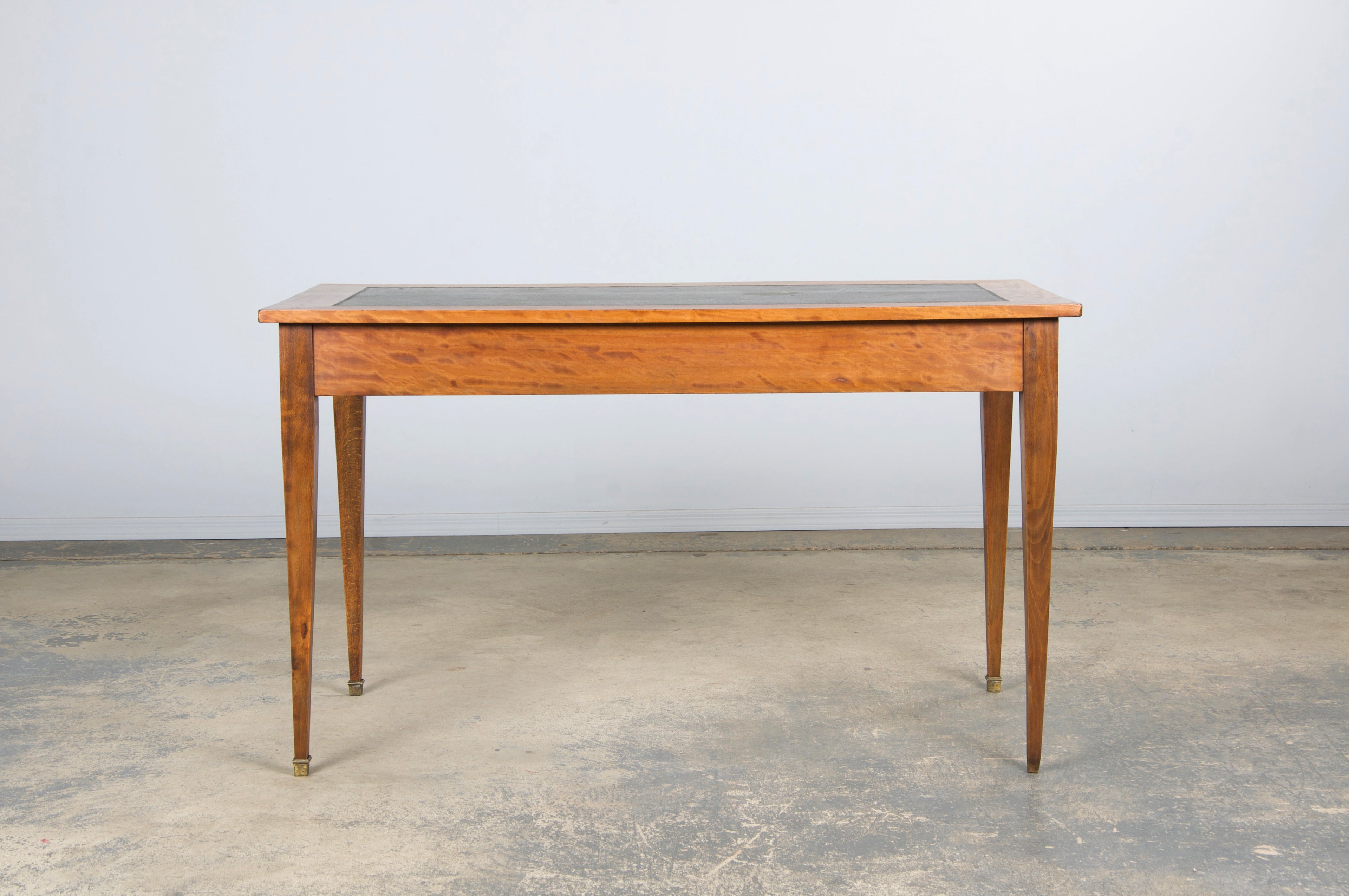 19th Century French Louis XVI Style Satinwood Writing Desk W/ Green Vinyl