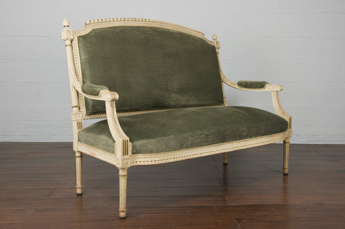 19th Century French Louis XVI Style Painted Loveseat or Settee