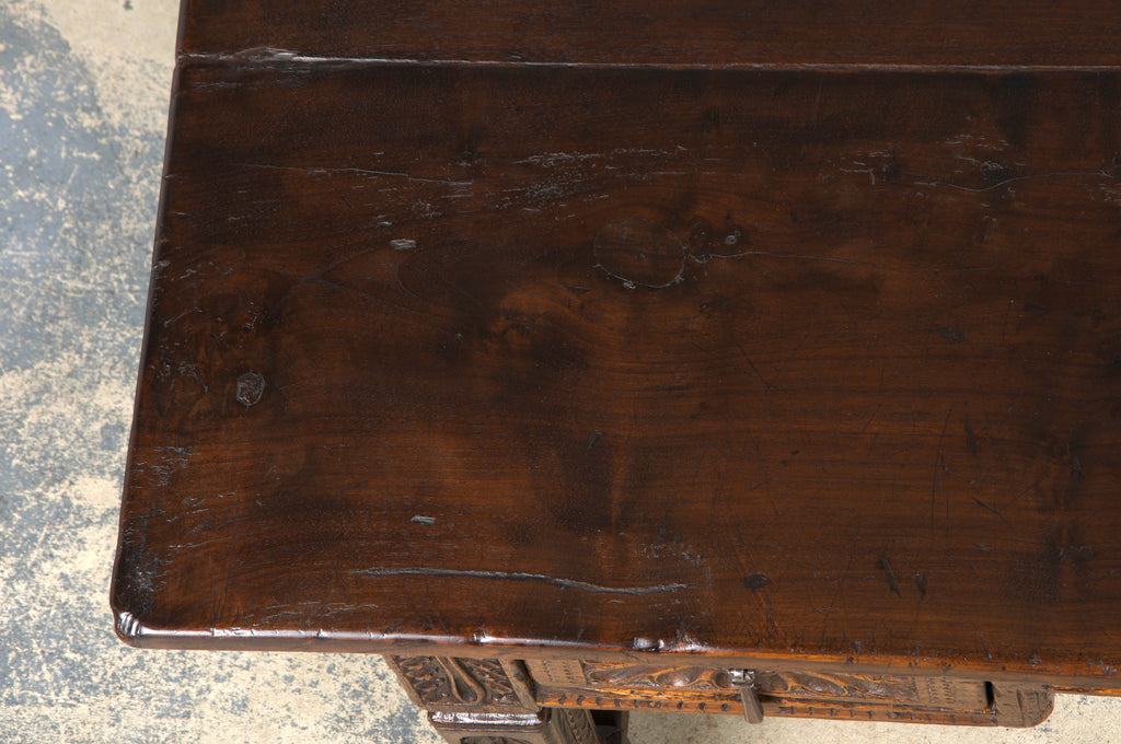 Early 19th Century Spanish Baroque Carved Mixed Wood Writing Desk