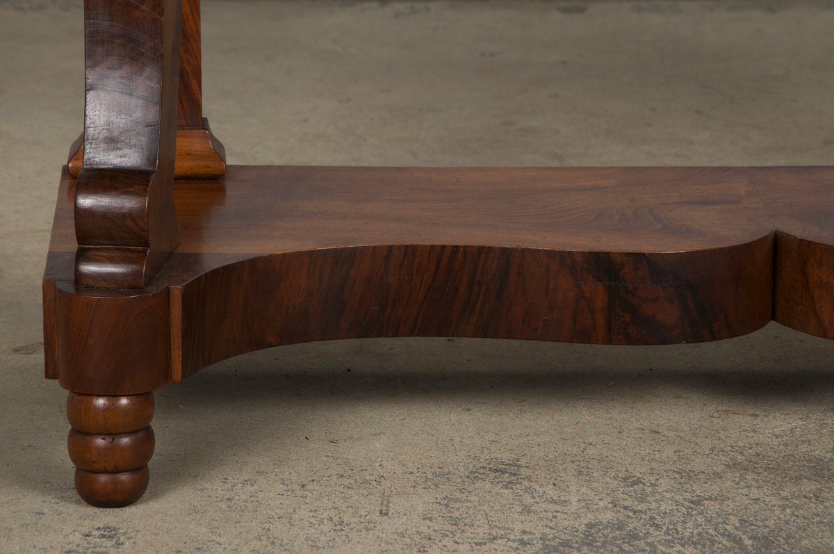 19th Century French Empire Style Walnut Console W/ Carrara Marble