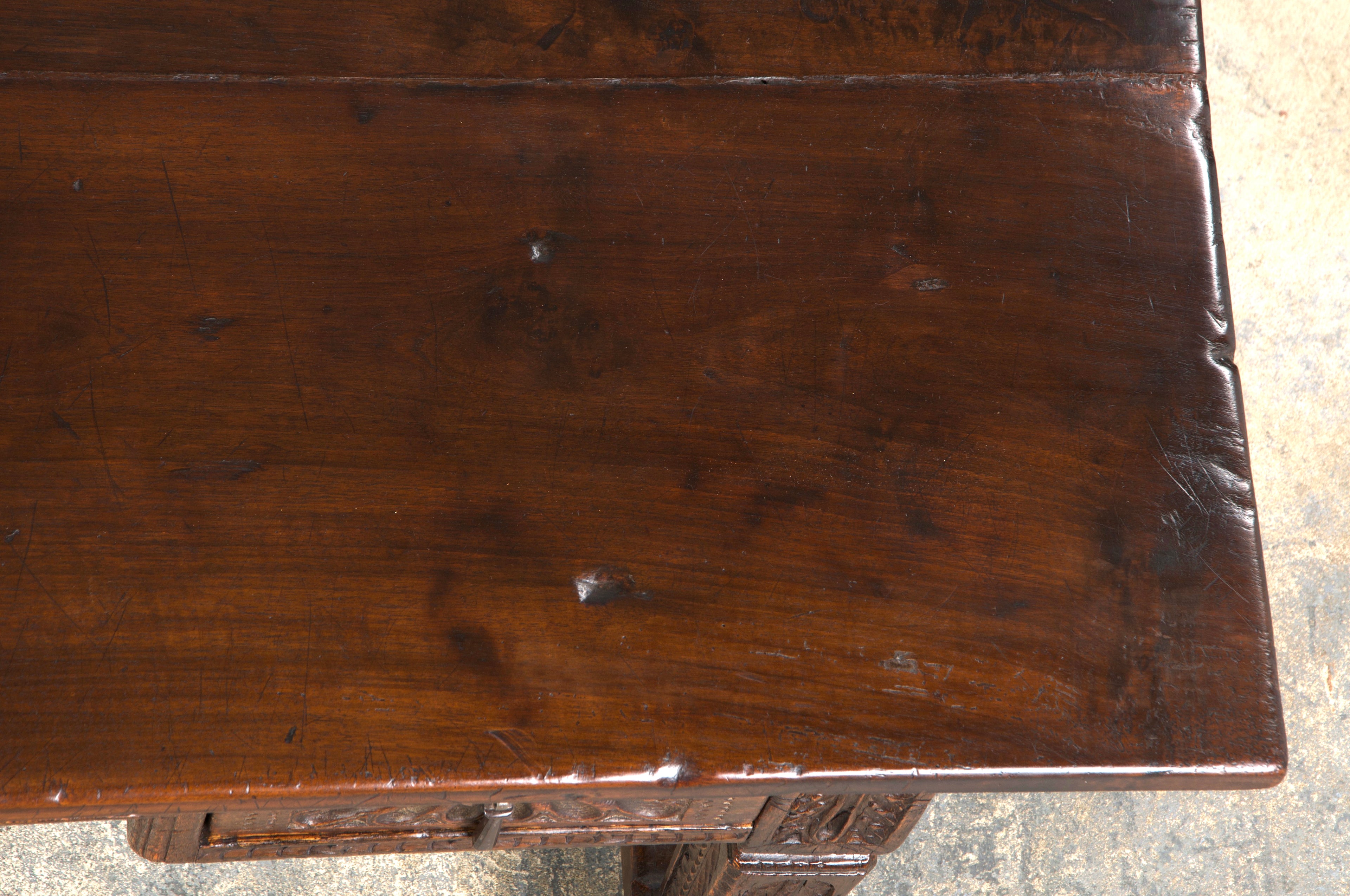 Early 19th Century Spanish Baroque Carved Mixed Wood Writing Desk