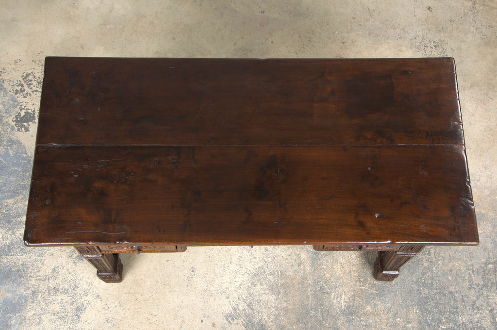 Early 19th Century Spanish Baroque Carved Mixed Wood Writing Desk