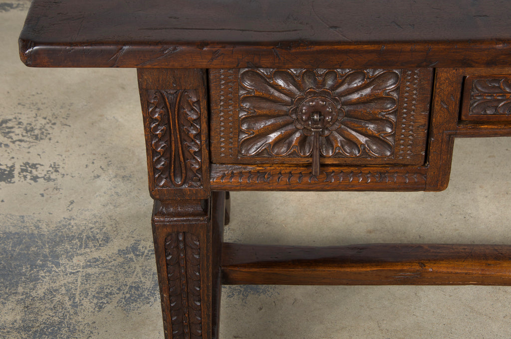 Early 19th Century Spanish Baroque Carved Mixed Wood Writing Desk