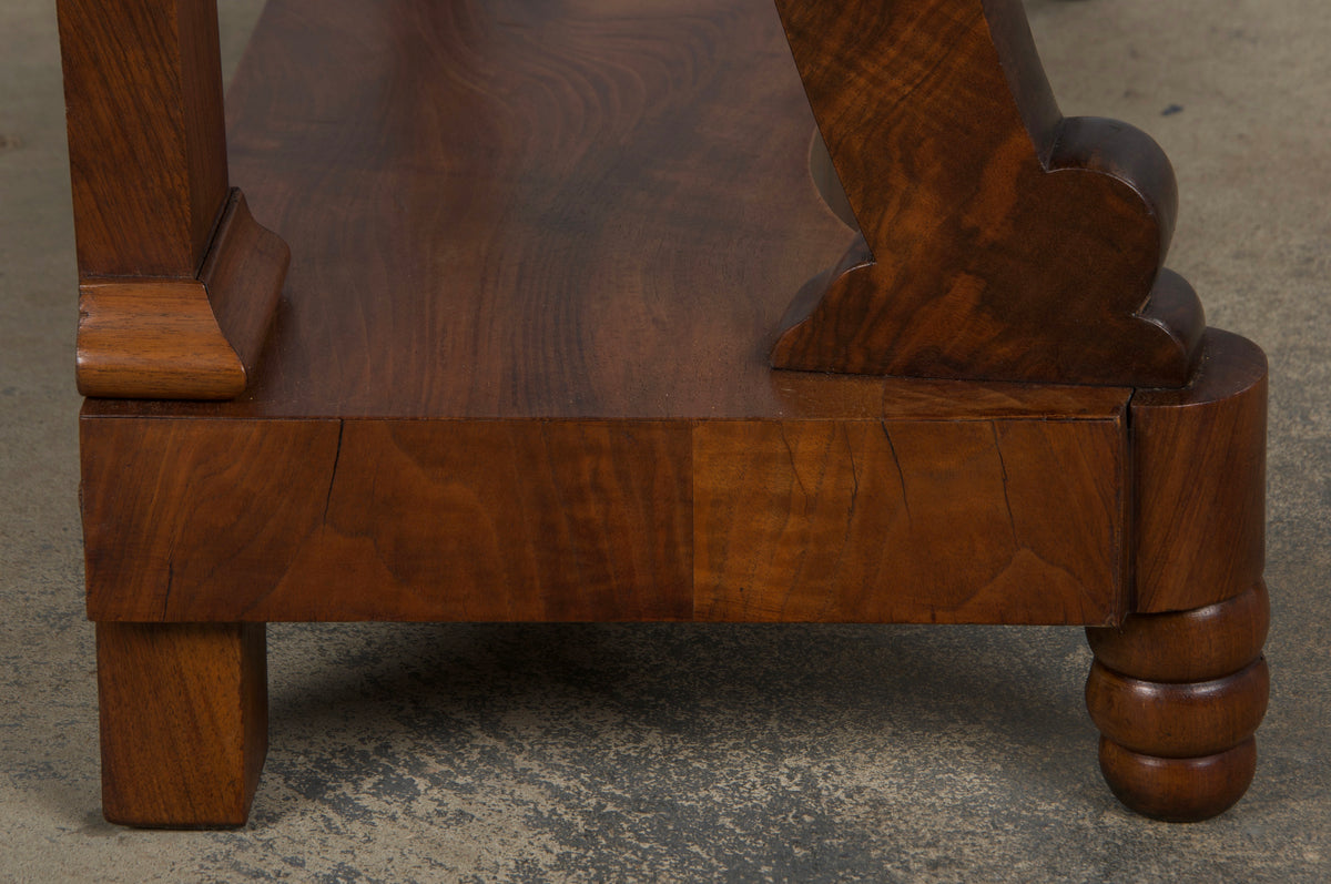 19th Century French Empire Style Walnut Console W/ Carrara Marble