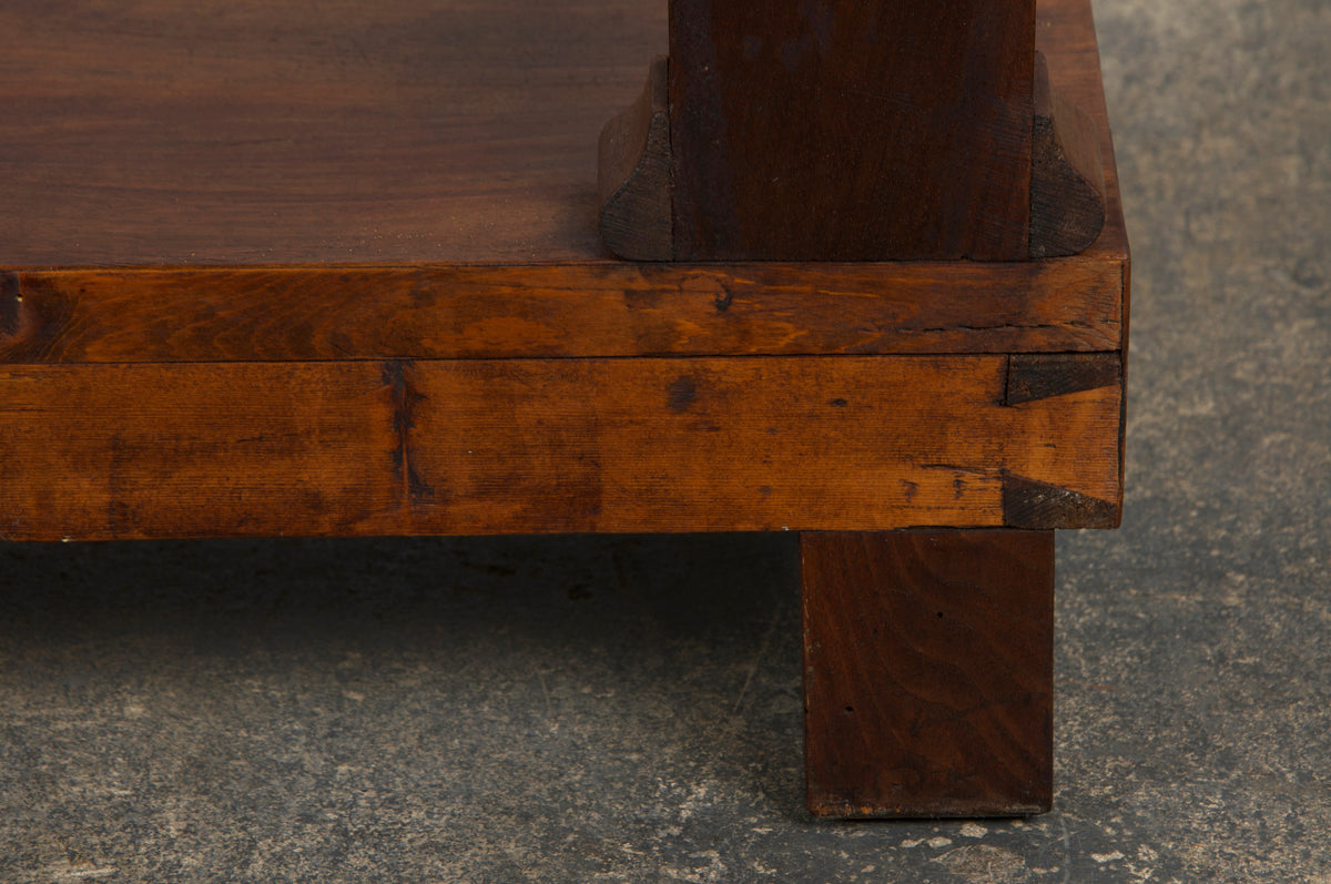 19th Century French Empire Style Walnut Console W/ Carrara Marble