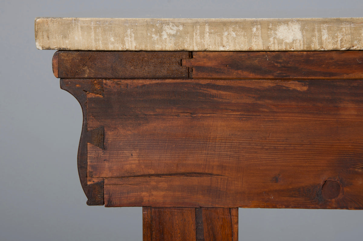 19th Century French Empire Style Walnut Console W/ Carrara Marble