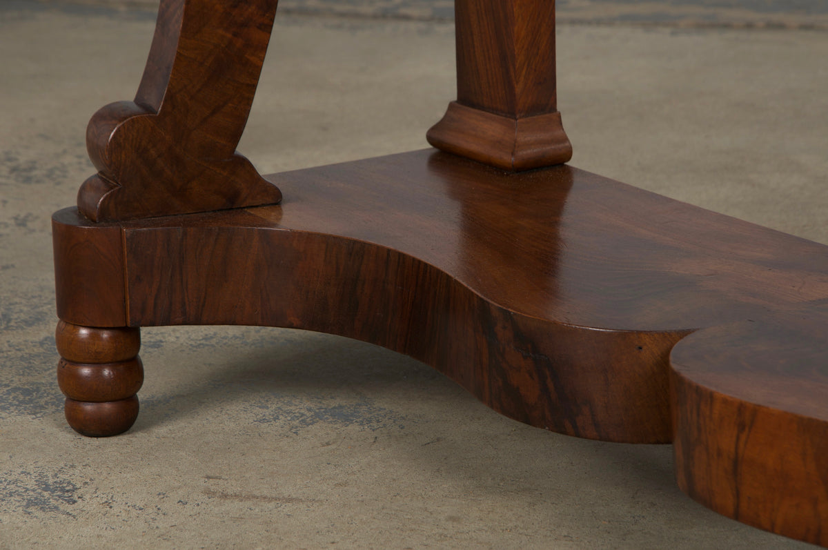 19th Century French Empire Style Walnut Console W/ Carrara Marble