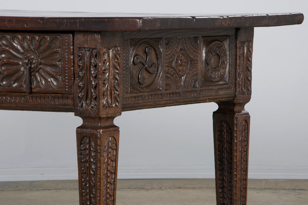 Early 19th Century Spanish Baroque Carved Mixed Wood Writing Desk