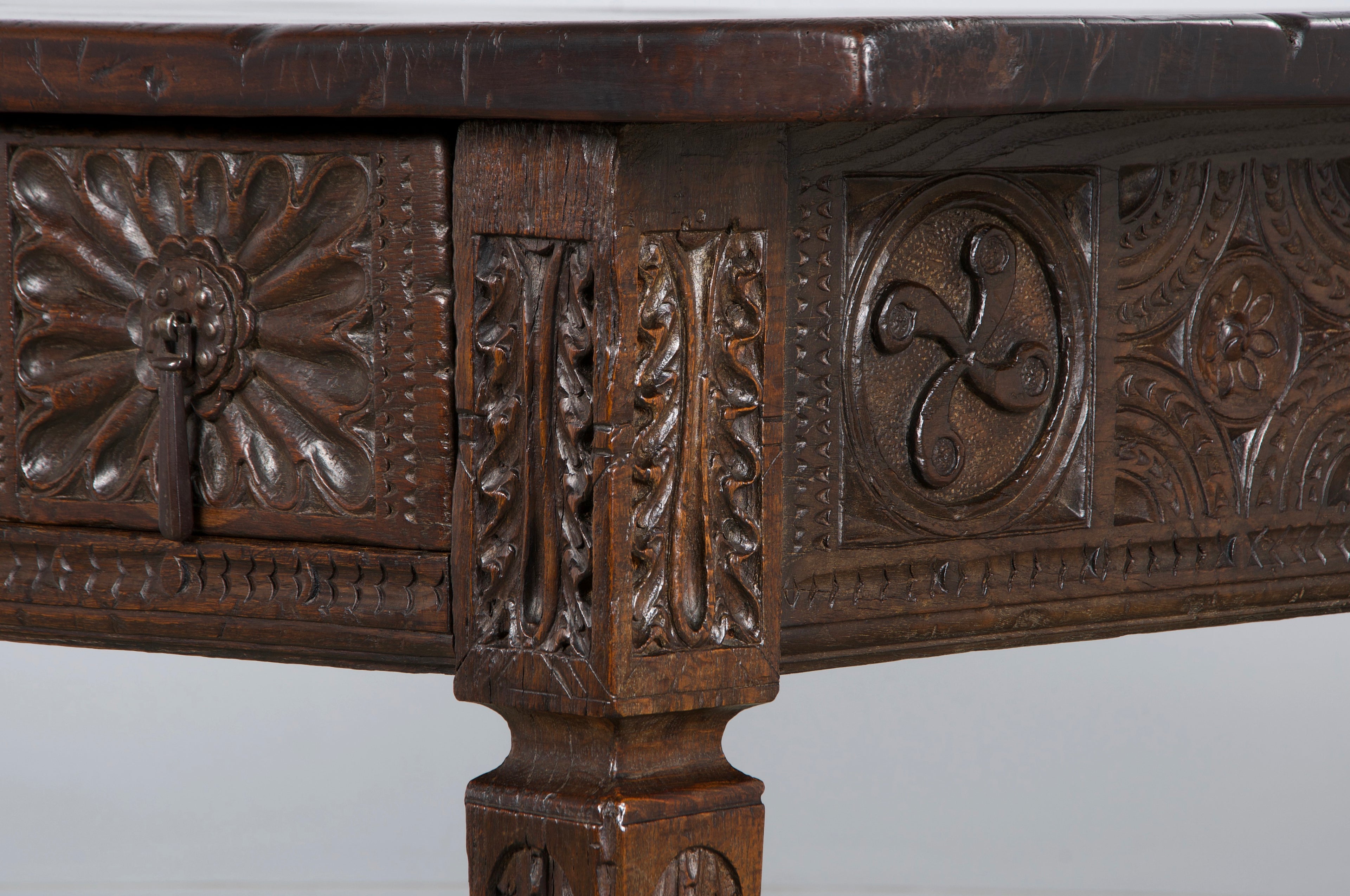 Early 19th Century Spanish Baroque Carved Mixed Wood Writing Desk