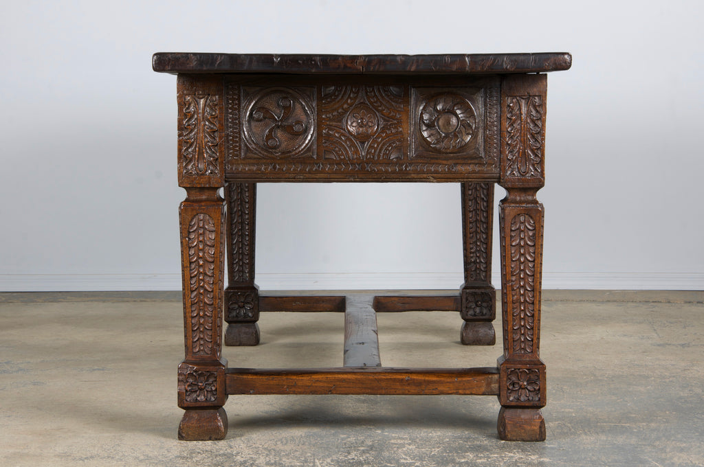 Early 19th Century Spanish Baroque Carved Mixed Wood Writing Desk