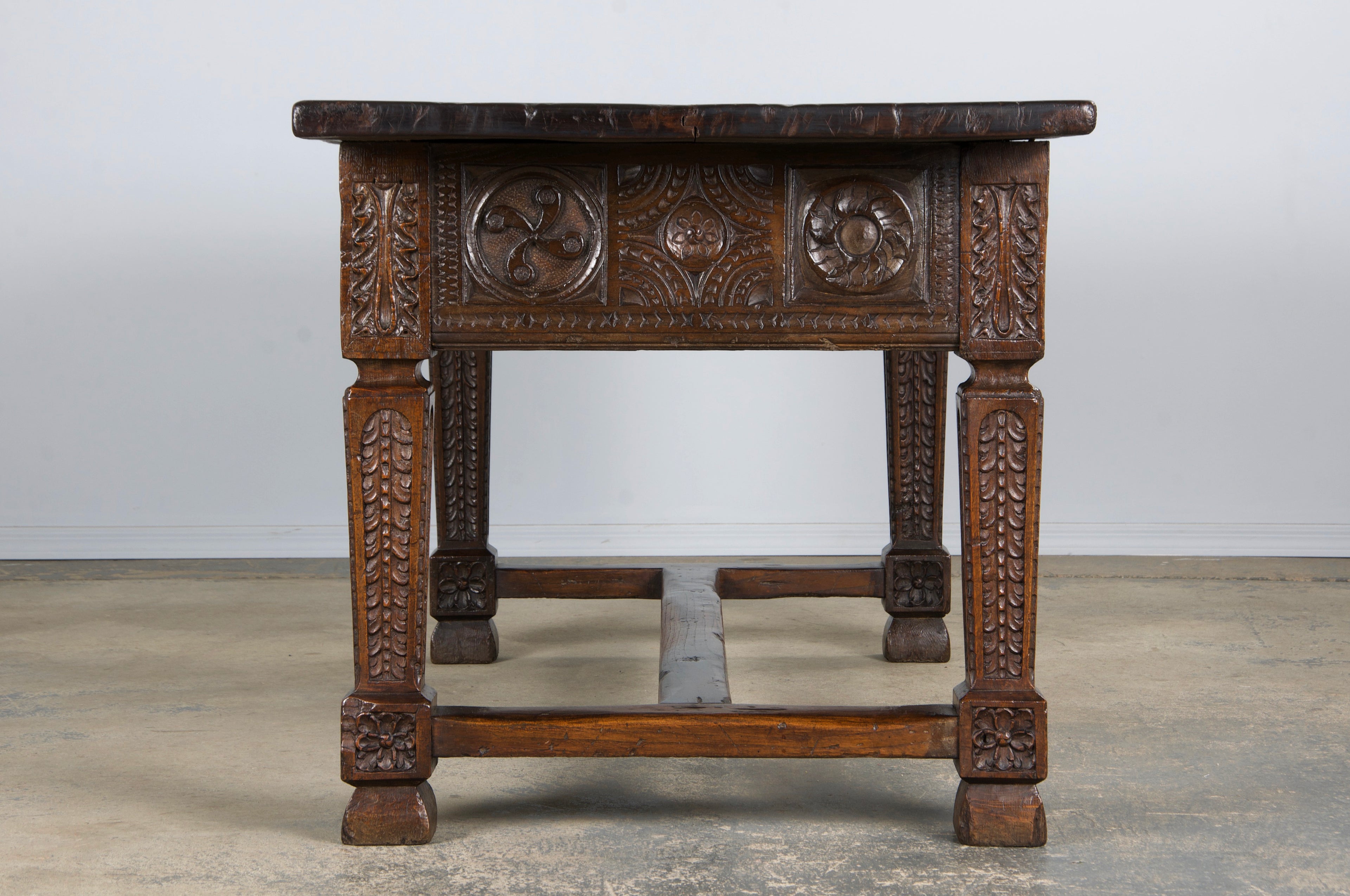 Early 19th Century Spanish Baroque Carved Mixed Wood Writing Desk