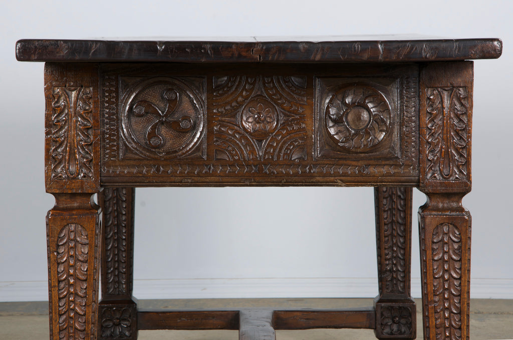 Early 19th Century Spanish Baroque Carved Mixed Wood Writing Desk