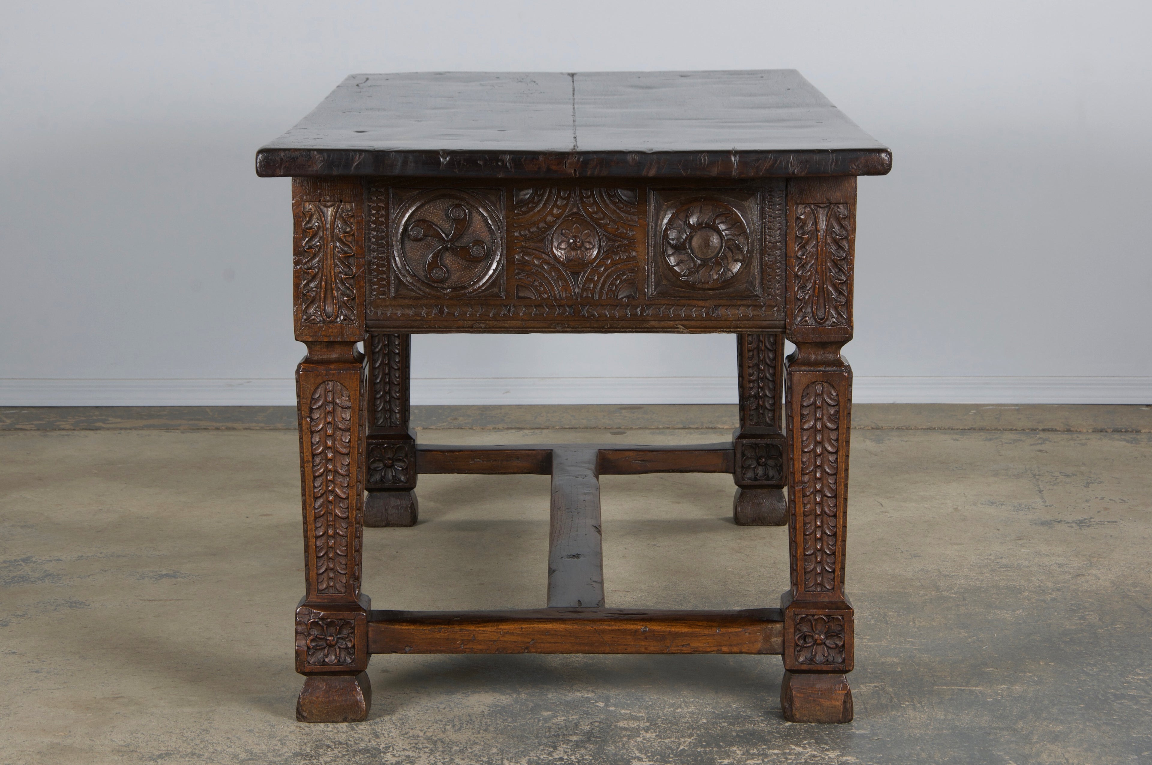 Early 19th Century Spanish Baroque Carved Mixed Wood Writing Desk