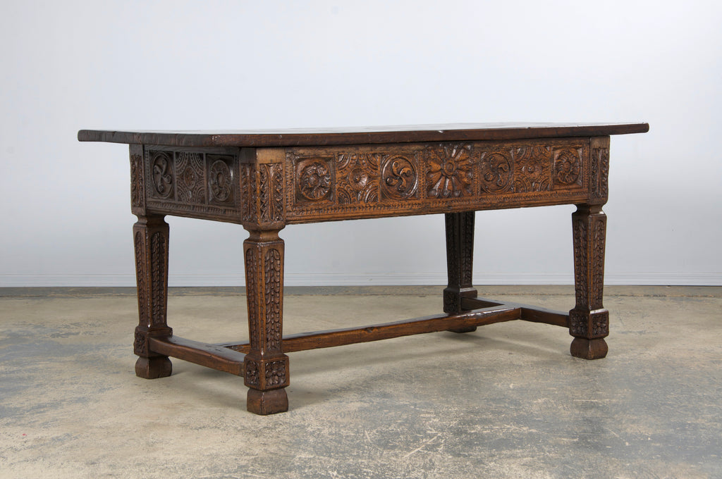 Early 19th Century Spanish Baroque Carved Mixed Wood Writing Desk