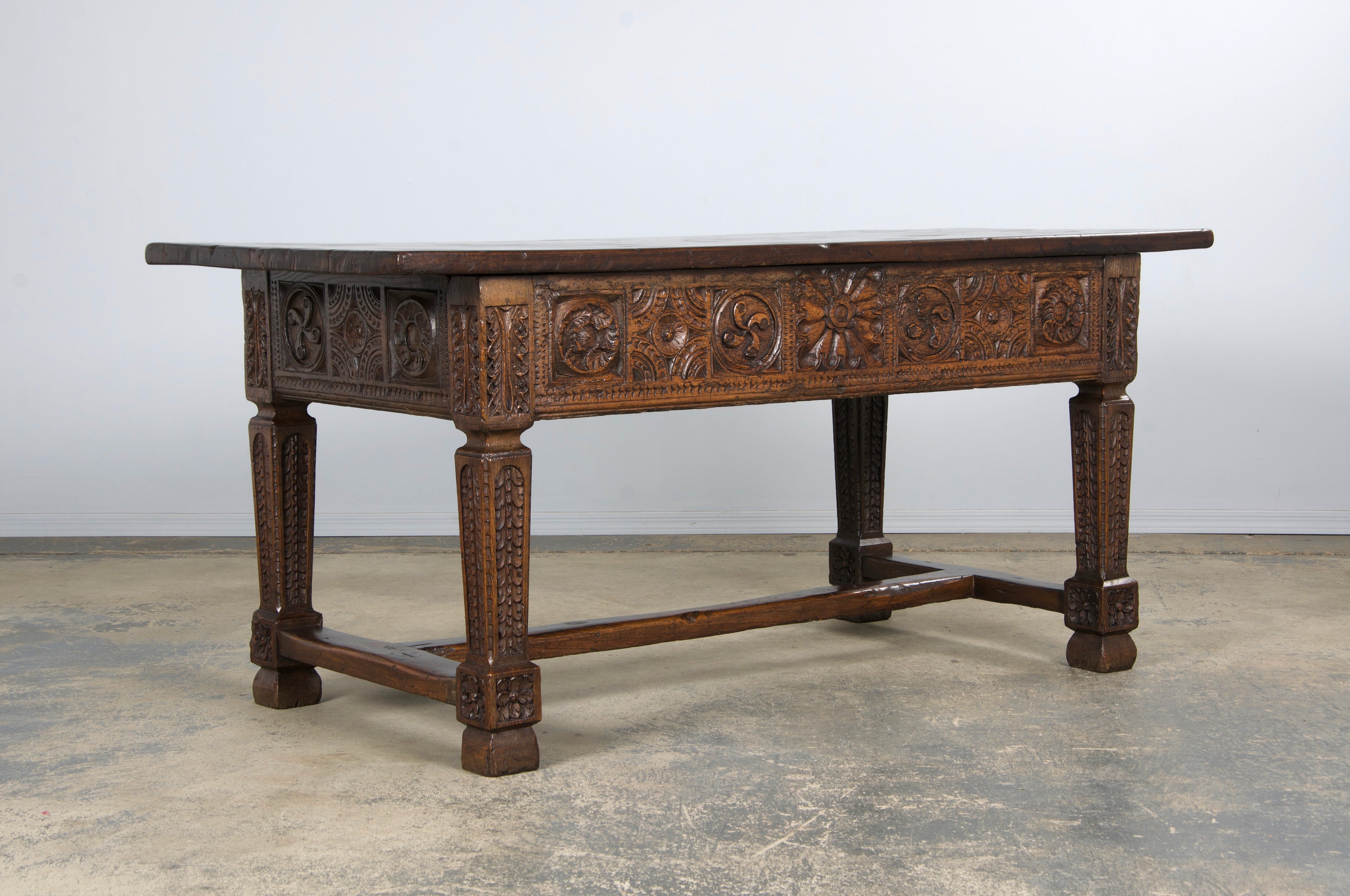 Early 19th Century Spanish Baroque Carved Mixed Wood Writing Desk