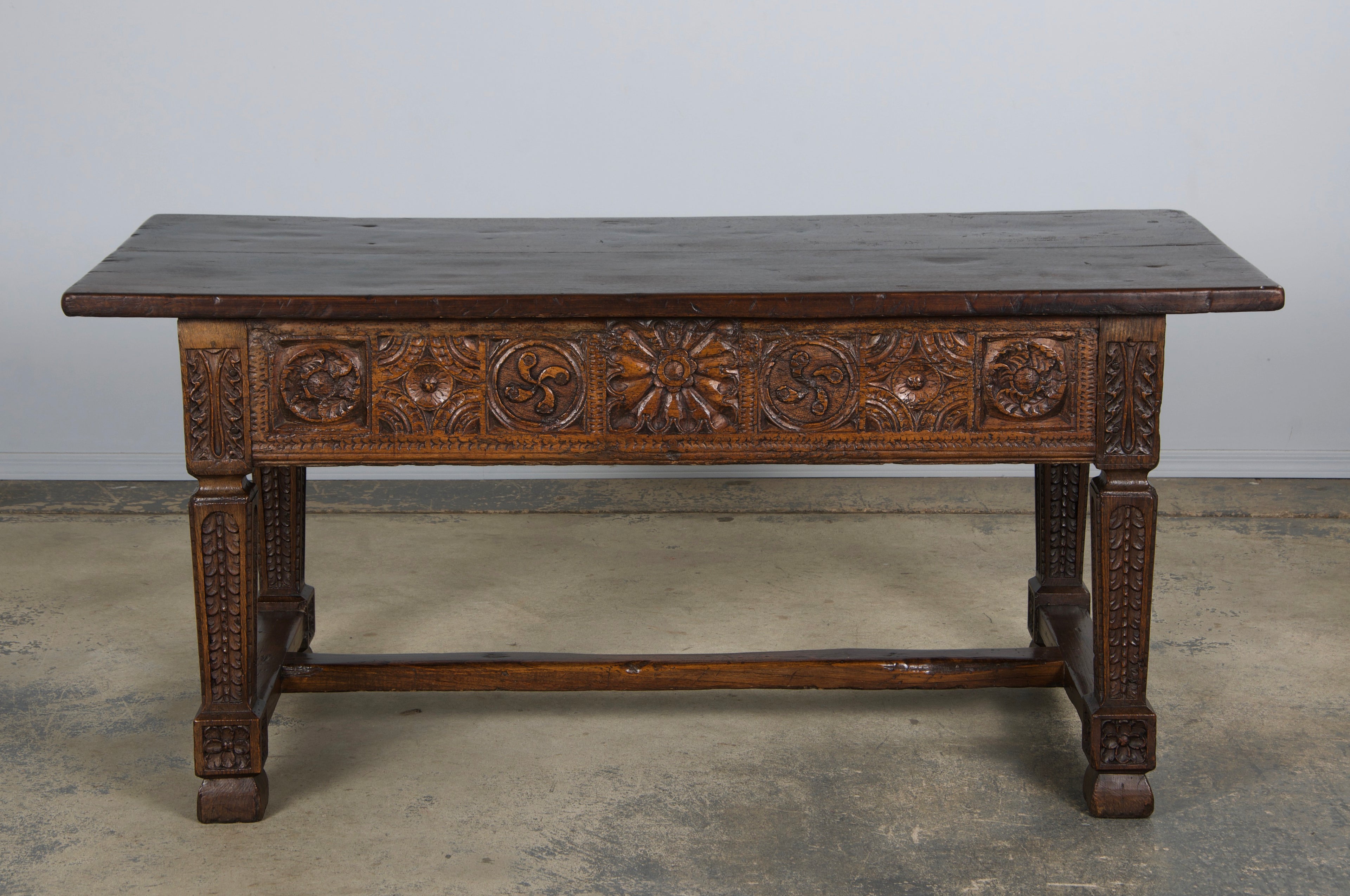 Early 19th Century Spanish Baroque Carved Mixed Wood Writing Desk