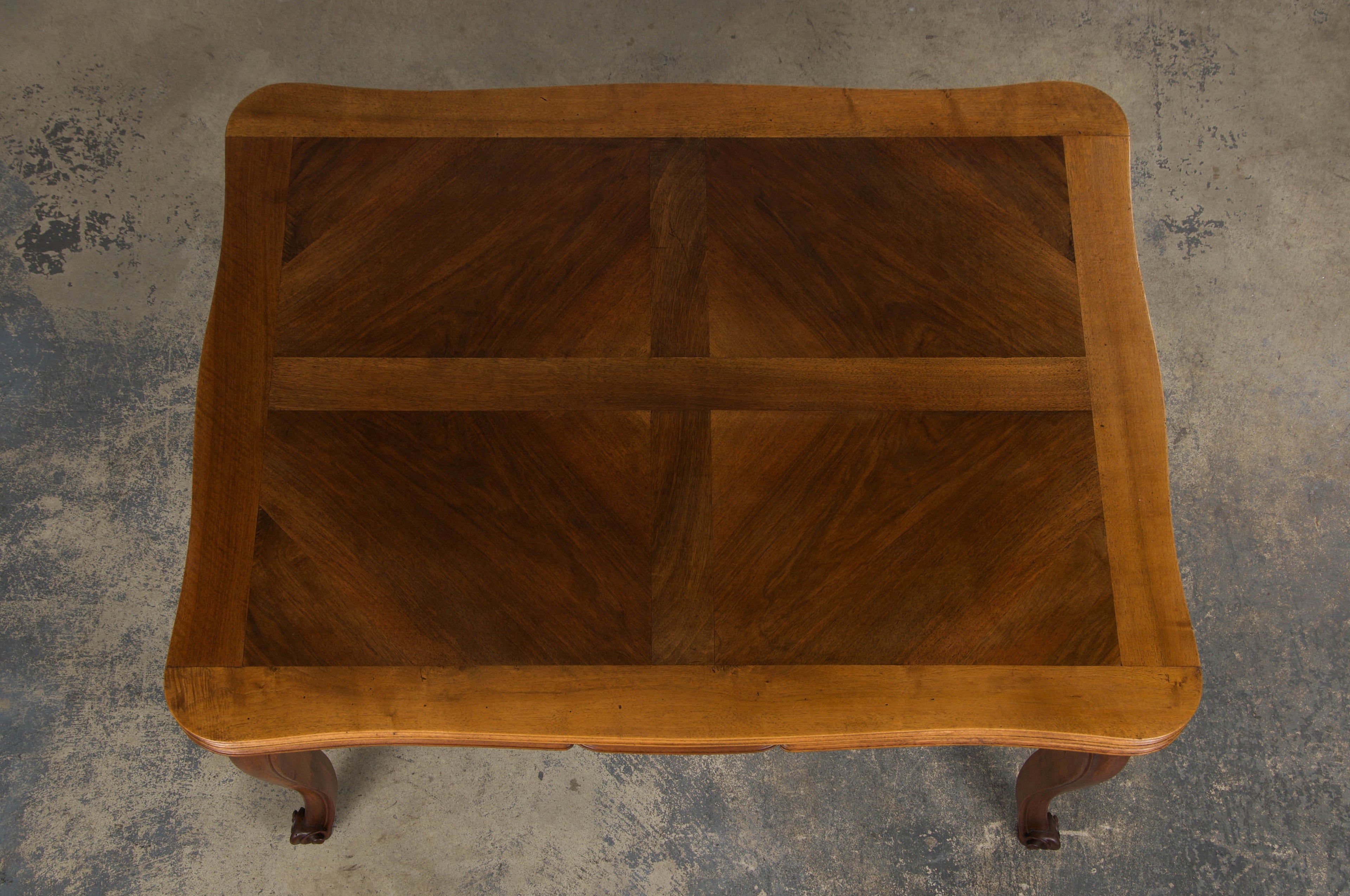 Antique Country French Louis XV Style Provincial Walnut Extendable Dining Table