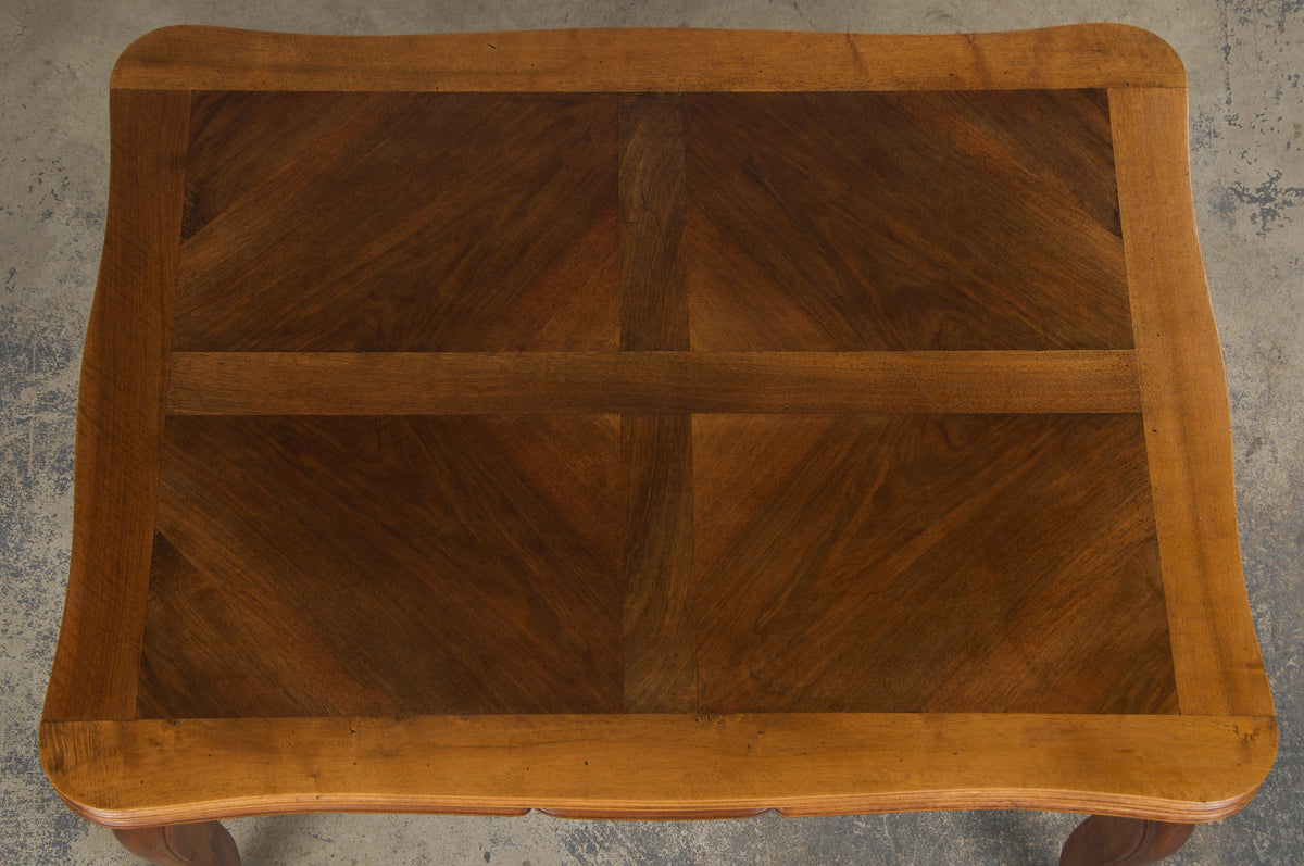 Antique Country French Louis XV Style Provincial Walnut Extendable Dining Table