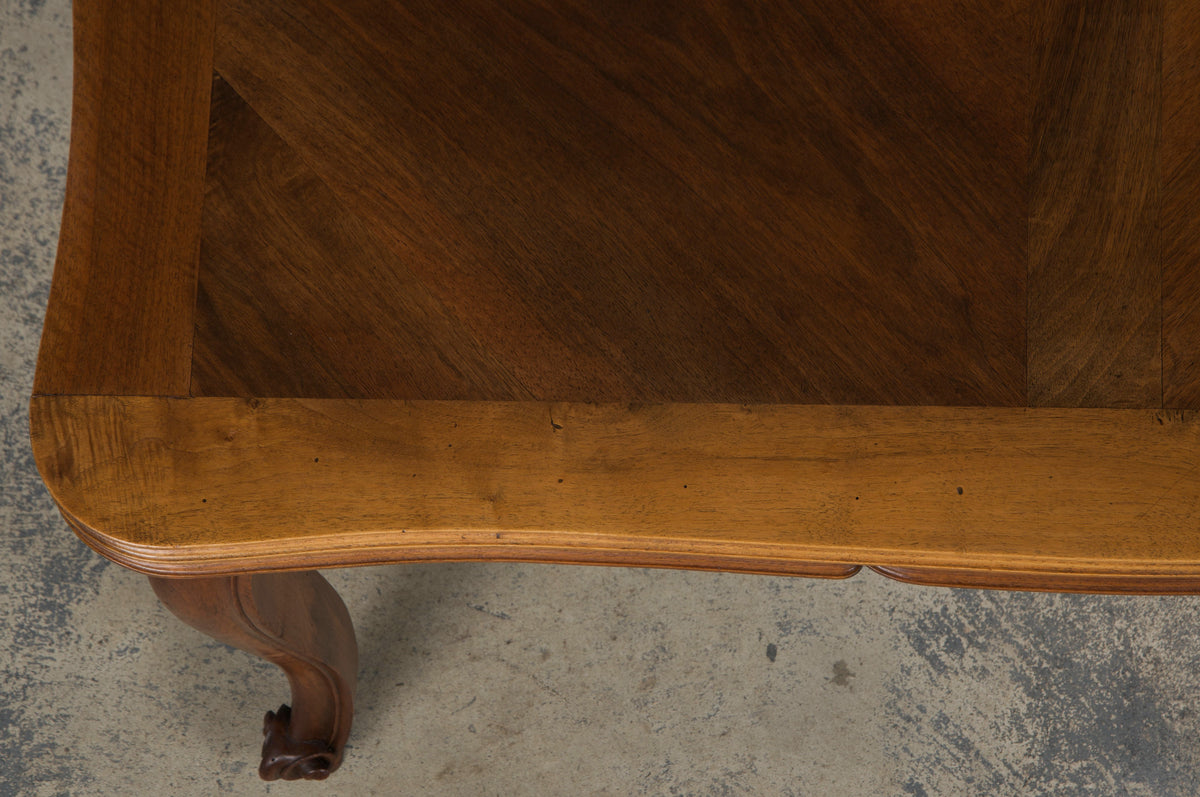 Antique Country French Louis XV Style Provincial Walnut Extendable Dining Table