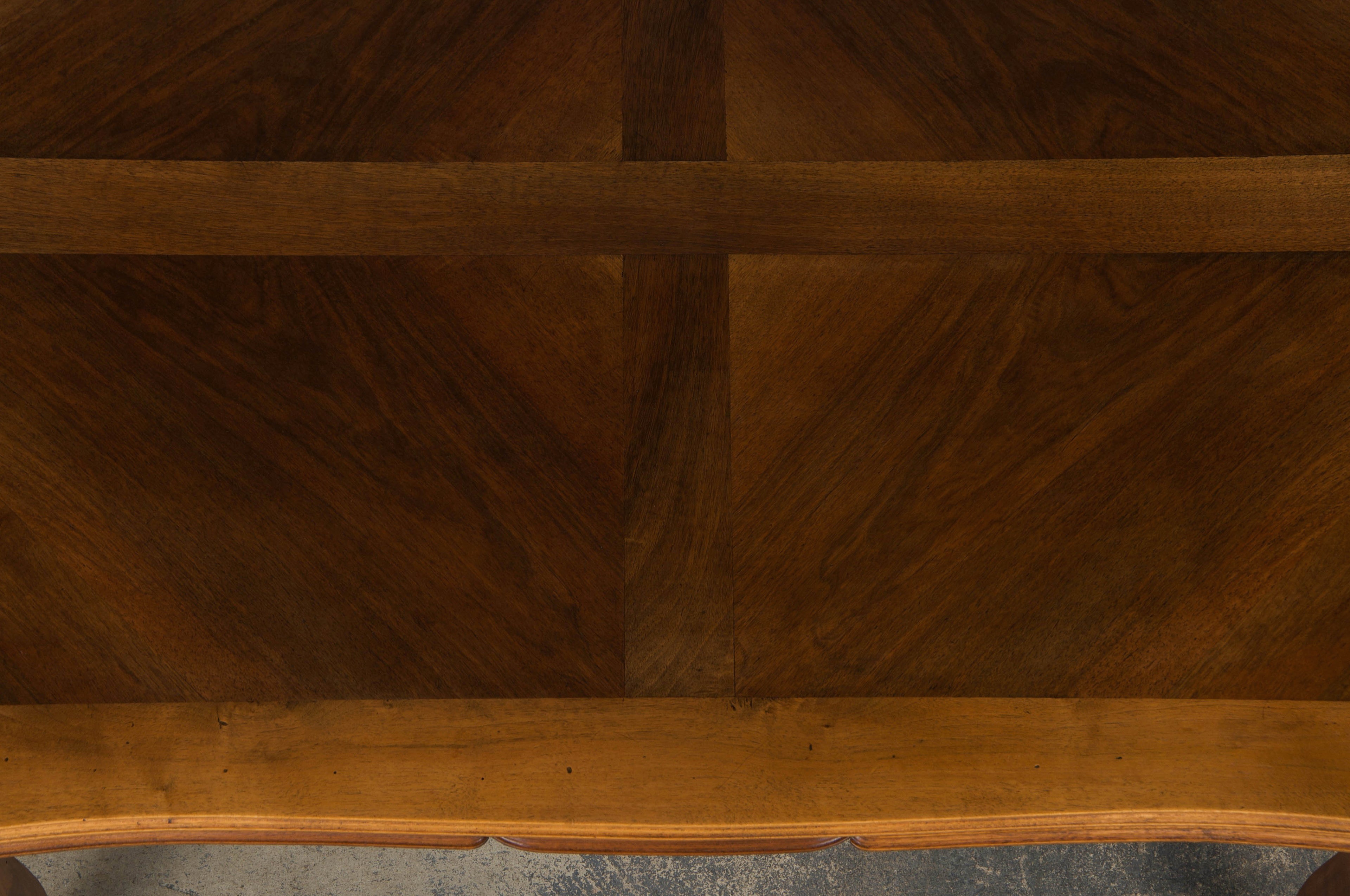 Antique Country French Louis XV Style Provincial Walnut Extendable Dining Table