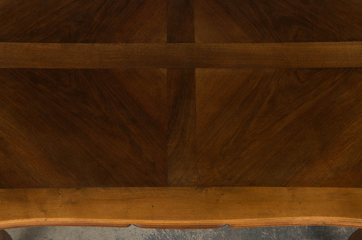 Antique Country French Louis XV Style Provincial Walnut Extendable Dining Table